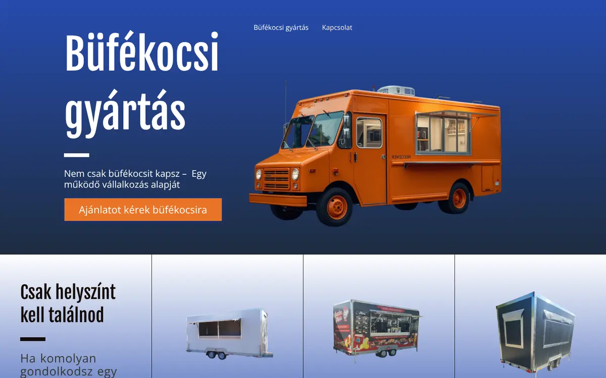 A(z) Food Truck Team weboldal nyitóképernyője