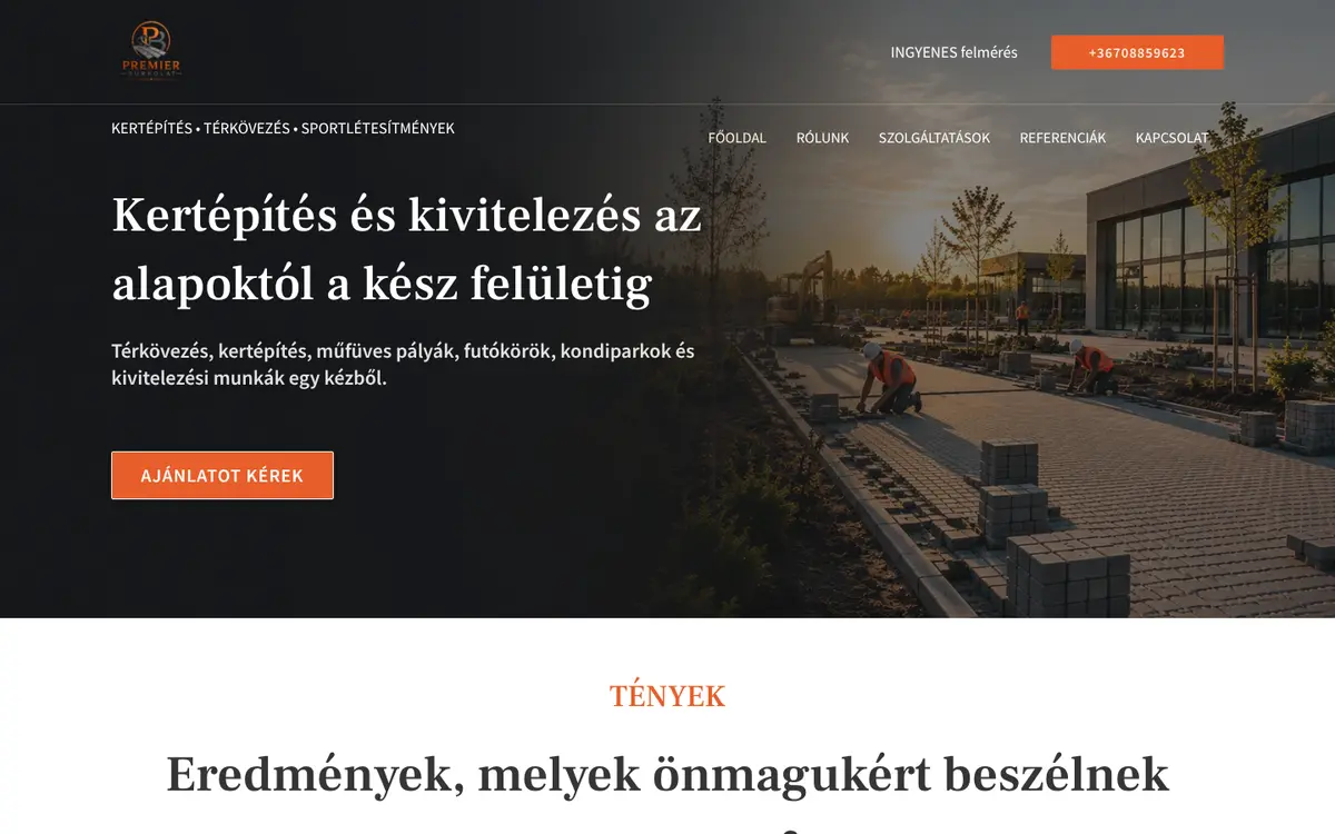 A(z) Premier Burkolat weboldal nyitóképernyője