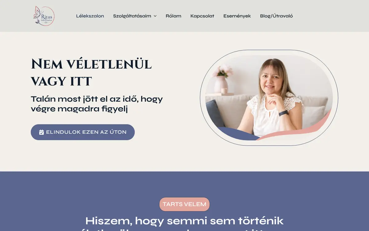 A(z) Ritus Lélekszalon weboldal nyitóképernyője