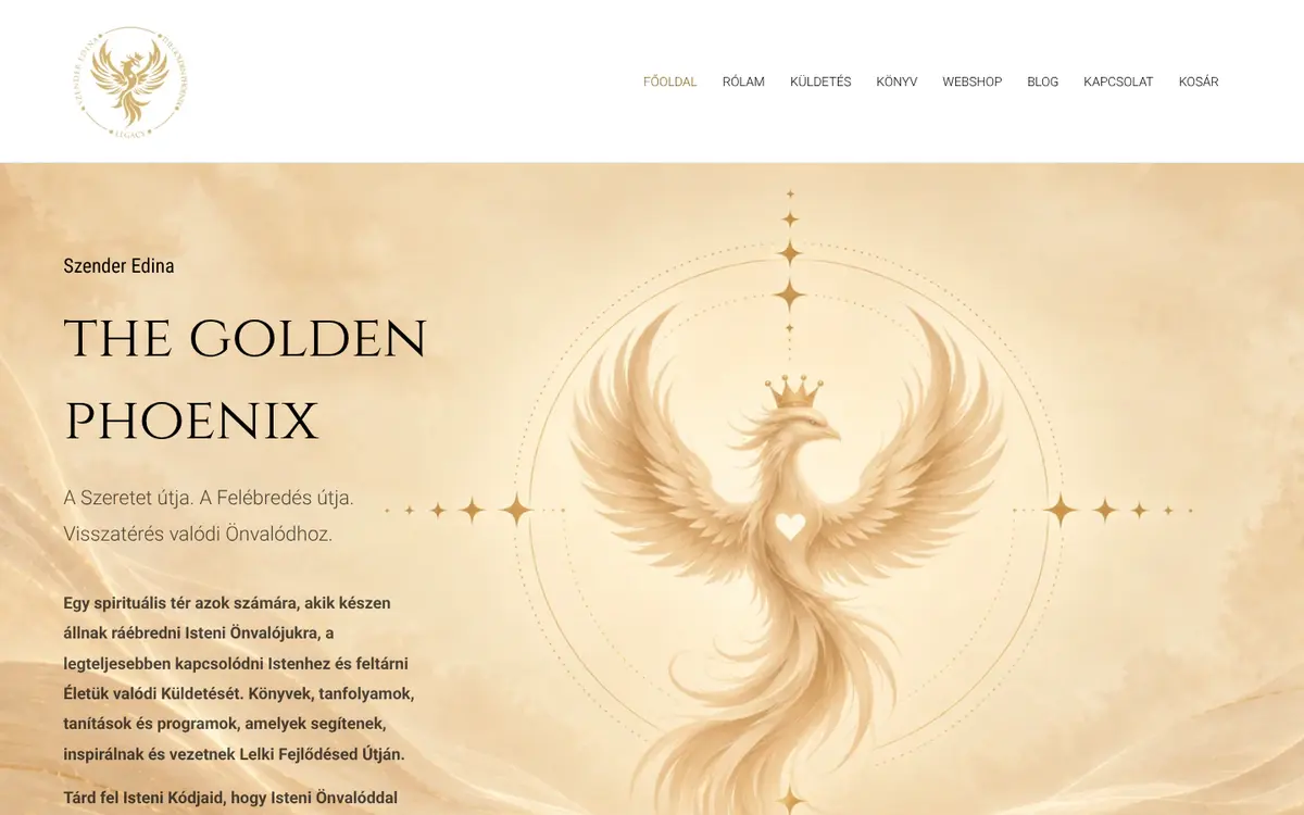 A(z) The Golden Phoenix weboldal nyitóképernyője